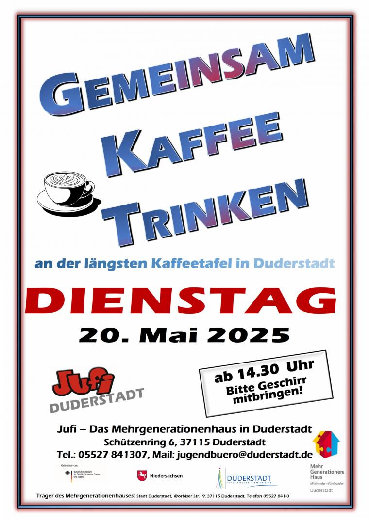 Plakat 20. Mai: Kaffeetafel Duderstadt